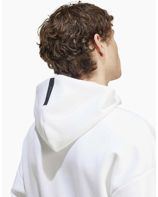 Adidas White Z.N.E. Hooded Neck Long Sleeve Sweatshirt for men