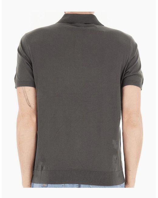 ARMANI EXCHANGE Gray Regular Fit Embroidered Logo Knitted Raven Polo Shirt for men