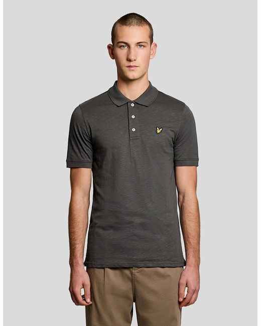 Lyle & Scott Gray Fine Cotton Slub Polo Shirt for men