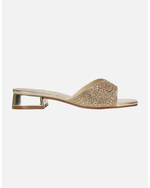 XY London Ladies Erica Metallic Low Block Heel Mule Sandals