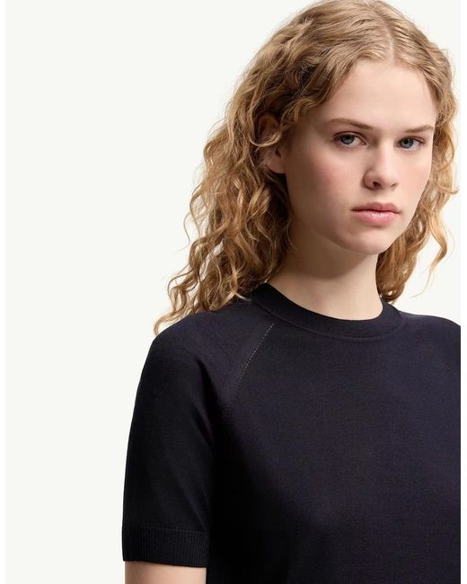 Moncler Blue Knitted T-Shirt for men