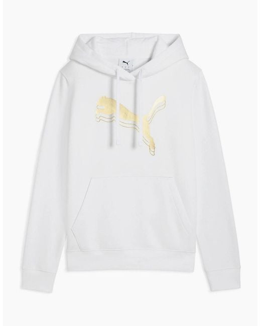 PUMA White Metallic Overhead Tech Fleece Hoodie