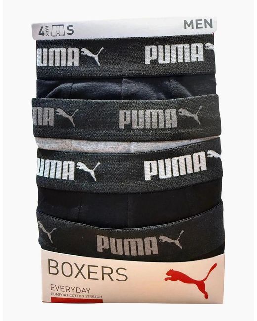PUMA Black 4-Pack Everyday Boxer Briefs for men