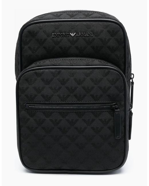 Emporio Armani Black One Shoulder Backpack for men