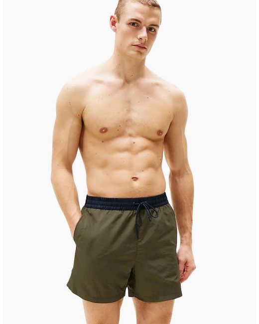 Tommy Hilfiger Green Heritage Mid Length Swim Shorts, Army for men