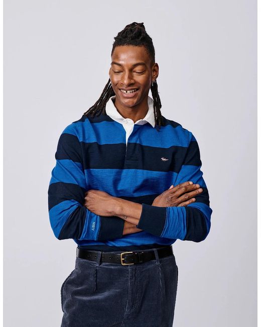 aubi Blue Irnham Rugby Shirt for men