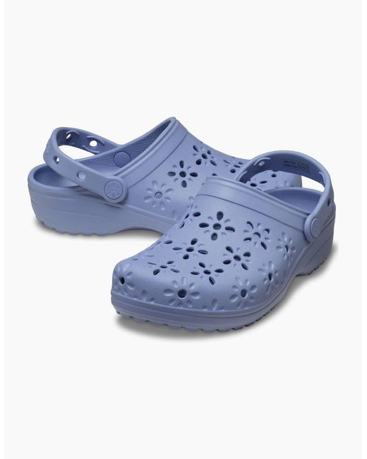 CROCSTM Blue Classic Floral Cut Out Clogs