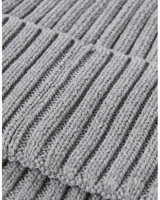 Jack & Jones Gray Cotton Adjustable Cuff Beanie for men