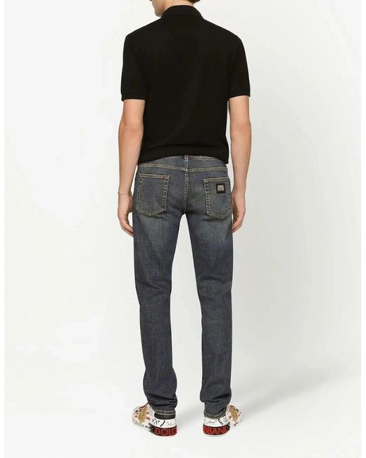 Dolce & Gabbana Black Logo Polo Plaque Shirt for men