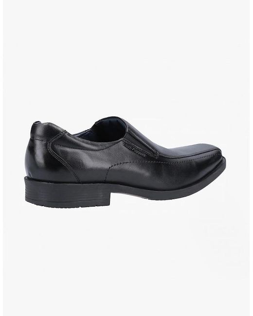 Hush Puppies Black Brody Leather Slip On Shoes for men