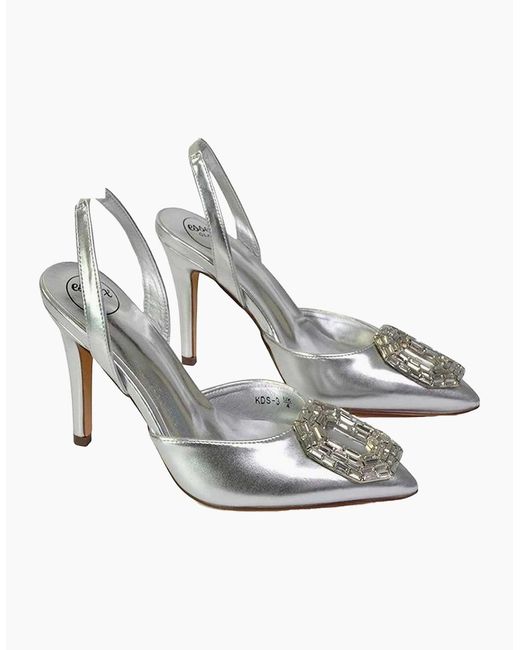 XY London Metallic Ladies Issy Diamante Pointed High Stiletto Heel Sandals
