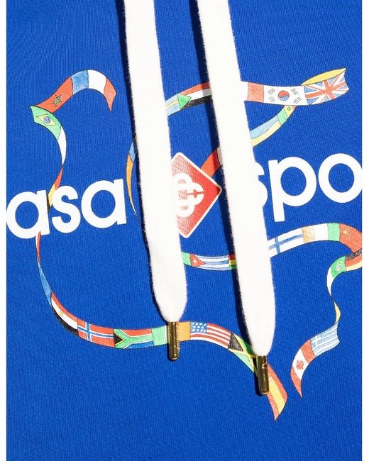 Casablanca Blue Drapeau De Collombes Printed Hoodie for men
