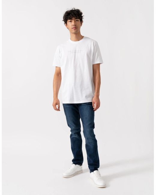 ARMANI EXCHANGE White T-Shirt With Tonal Milano/New York Logo for men