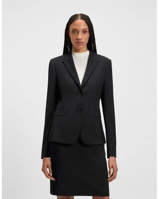 Boss Black Solid Patterned Lapel Collared Blazer