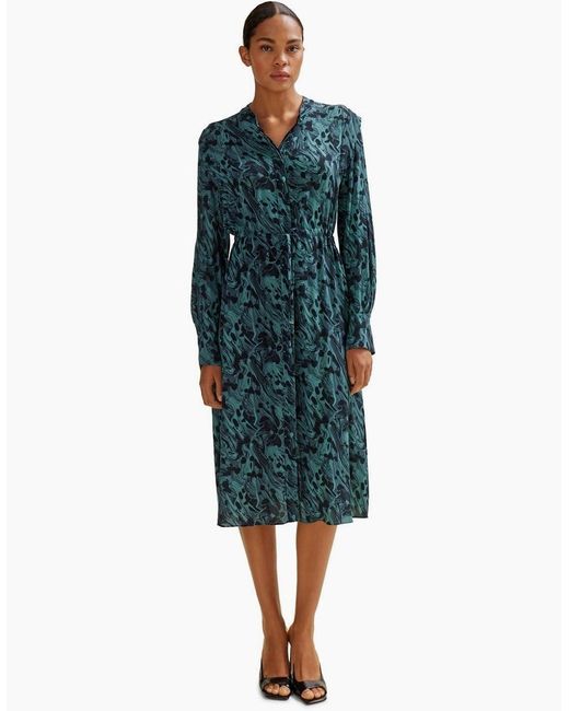 Boss Blue Collared Neck Midi Dress