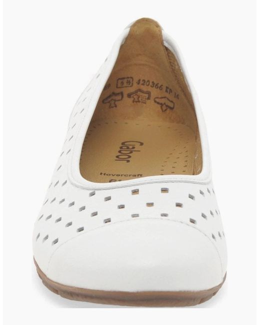 Gabor White Ruffle Punched Detail Casual Shoes