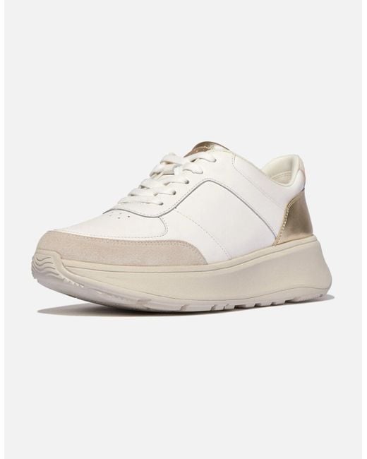 Fitflop White F-Mode Leather Trainers Urban/Platino