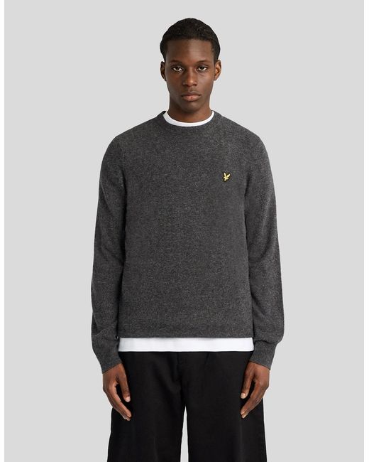 Lyle & Scott Gray Lambswool Blend Crew Neck Jumper for men