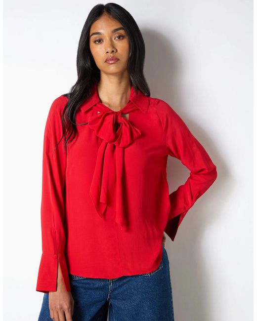 Ro&zo Red Tie Neck Blouse