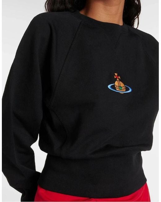 Vivienne Westwood Black Logo Cropped Cotton Sweatshirt for men