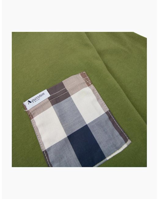 Aquascutum Green Macro Club Check T-Shirt Army for men