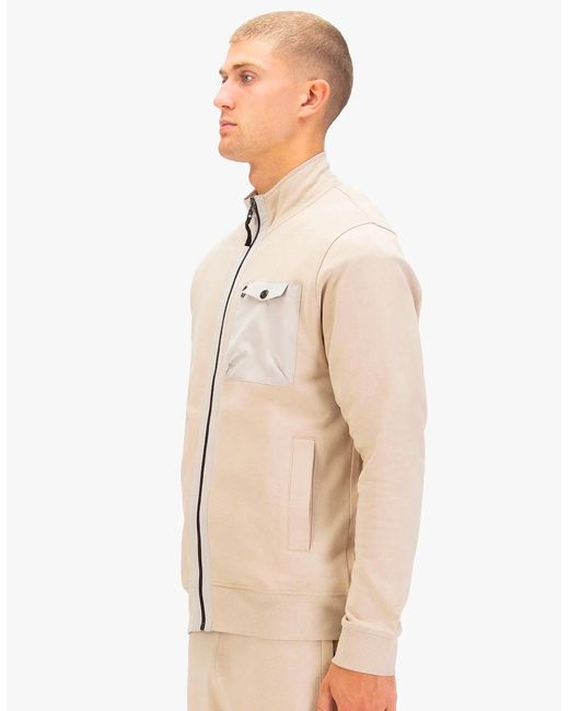 Luke 1977 Natural Sutton 1000 Zip Through Sweat Stone for men