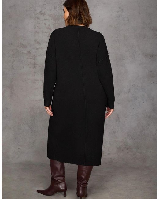 Live Unlimited London Black Round Neck Knit Jumper Dress