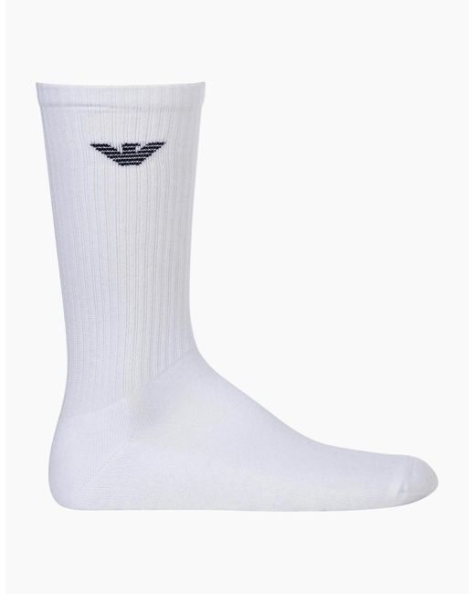 Armani White Emporio Cc300 Crew Socks Everyday Sports Cotton 3 Pack Trainer Socks for men