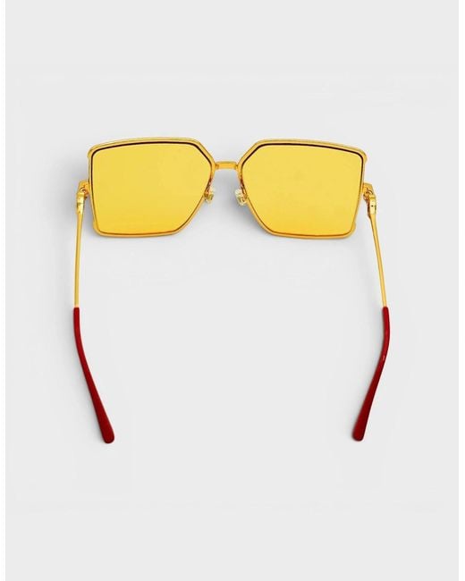 Casablanca Metallic Stainless Steel Square Sunglasses Canary