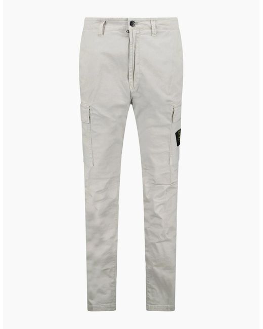 Stone Island Gray Organic Cotton Stretch Broken Twill Old-Effect Pants for men