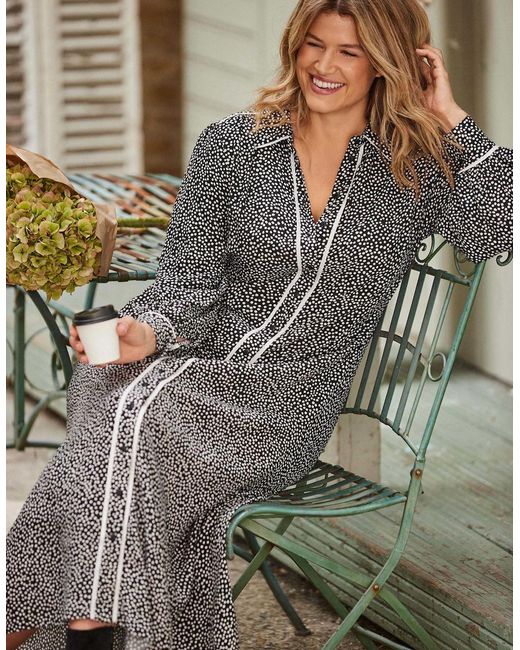 Live Unlimited London Gray Spot Print Maxi Shirt Dress