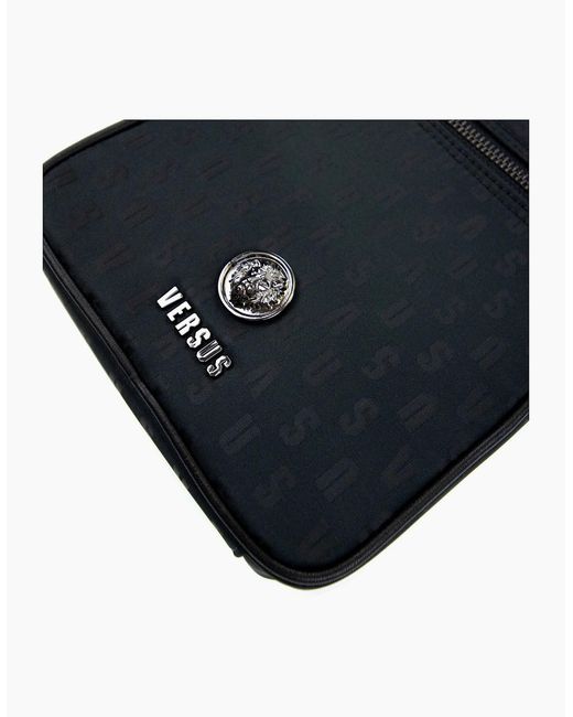 Versus  Black Versace Versus Nylon Jacquard Messenger Bag for men