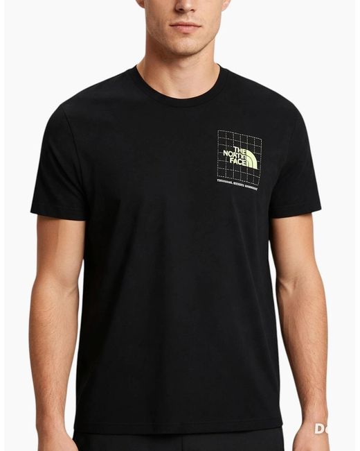 The North Face Black M Digi Info Tech T Shirt Crew Neck Short Sleeve Cotton for men