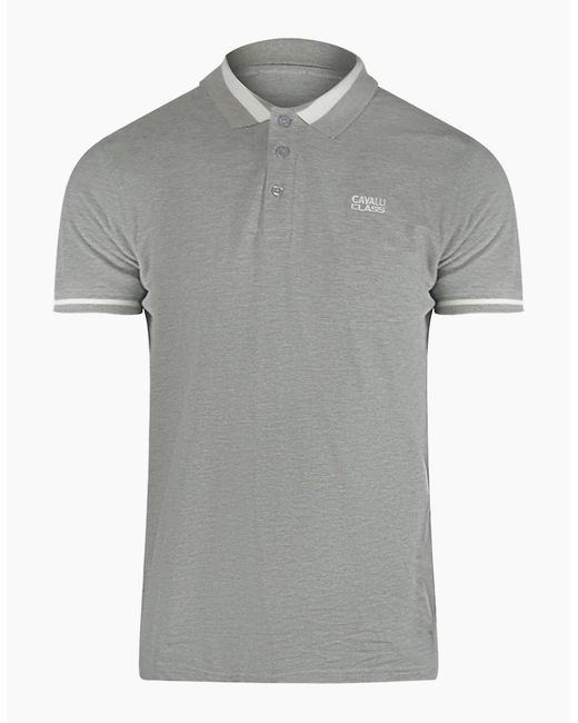 Roberto Cavalli Gray Cavalli Class Bold Stripe Collar Polo Shirt for men