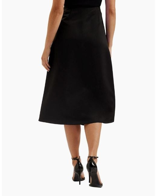 Ted Baker Black Erva Asymmetric Satin Wrap Midi Skirt