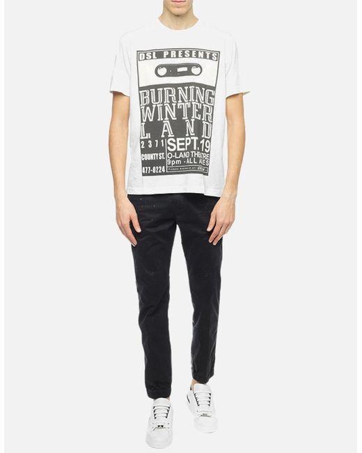 DIESEL White T Joe Qj T Shirts Short Sleeve Crew Neck Summer Regular Cotton Tee for men