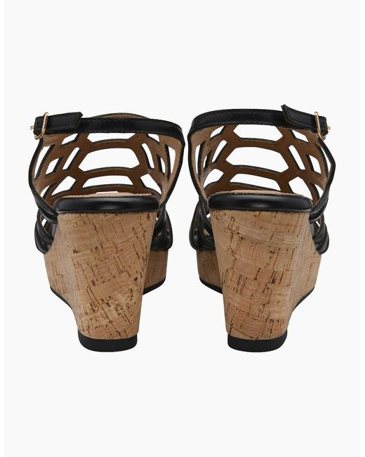 Lotus Black Rhi Wedge Sandals
