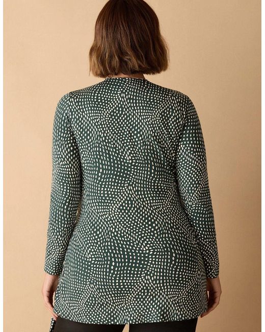 Live Unlimited London Green Spot Print V Neck Side Tie Tunic