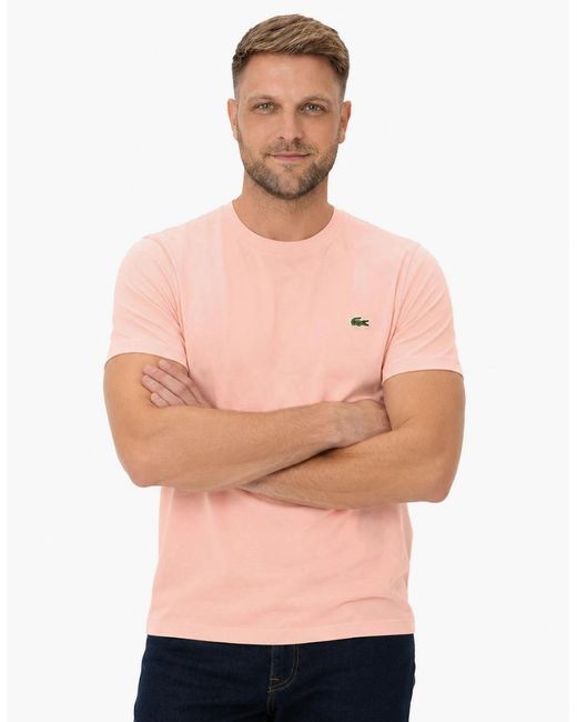 Lacoste Pink Cotton Pima Crew Neck T-Shirt Miami for men