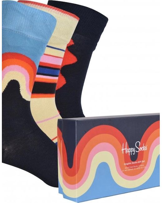 Happy Socks Multicolor 3-Pack Graphic Socks Gift Box for men
