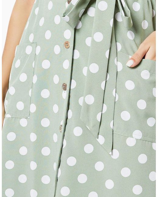 Brave Soul Green Mora Midi Skirts Stretchy Ladies Polka Dot Print Casual Bottom