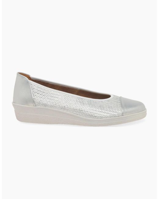 Gabor White Petunia Accent Low Heeled Pumps
