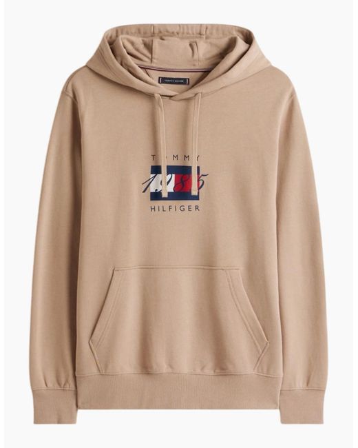 Tommy Hilfiger Natural Flag Graphic 1985 Hoodies Casual Cotton Long Sleeve Top for men
