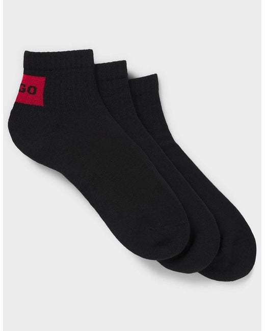 Boss Black Hugo Three-Pack Ankle Socks With Logo Labels for men