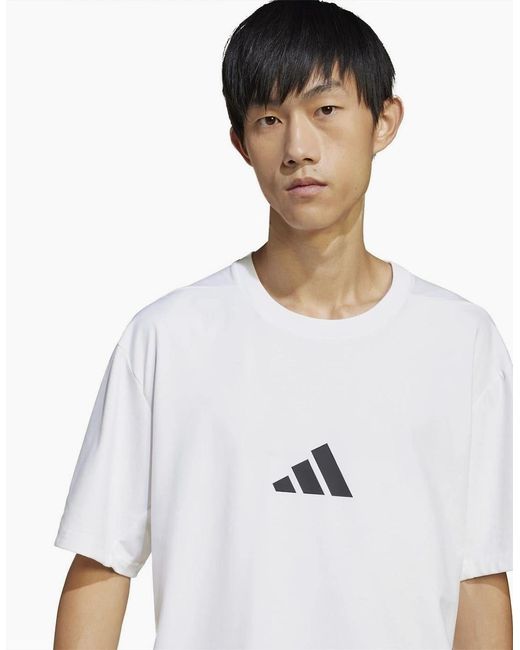 Adidas White Z.N.E Regular Fit Crew Neck T-Shirt for men