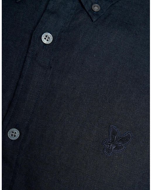 Lyle & Scott Blue Linen Button Down Shirt for men