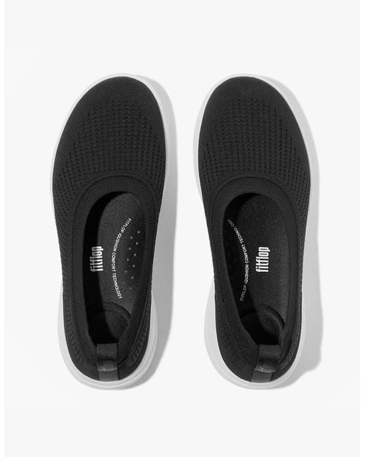 Fitflop Black Super-Q Knit Ballerina Shoes