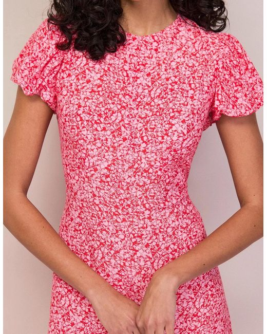 Ro&zo Pink Ditsy Floral Puff Sleeve Dress
