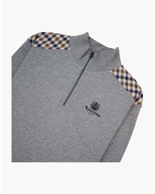 Aquascutum Gray Cc Shoulder 1/4 Zip Sweatshirt Light Melange 05 for men