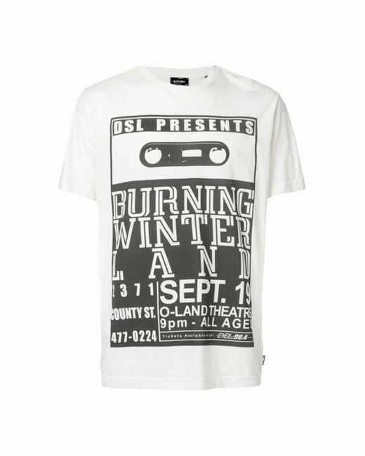 DIESEL White T Joe Qj T Shirts Short Sleeve Crew Neck Summer Regular Cotton Tee for men